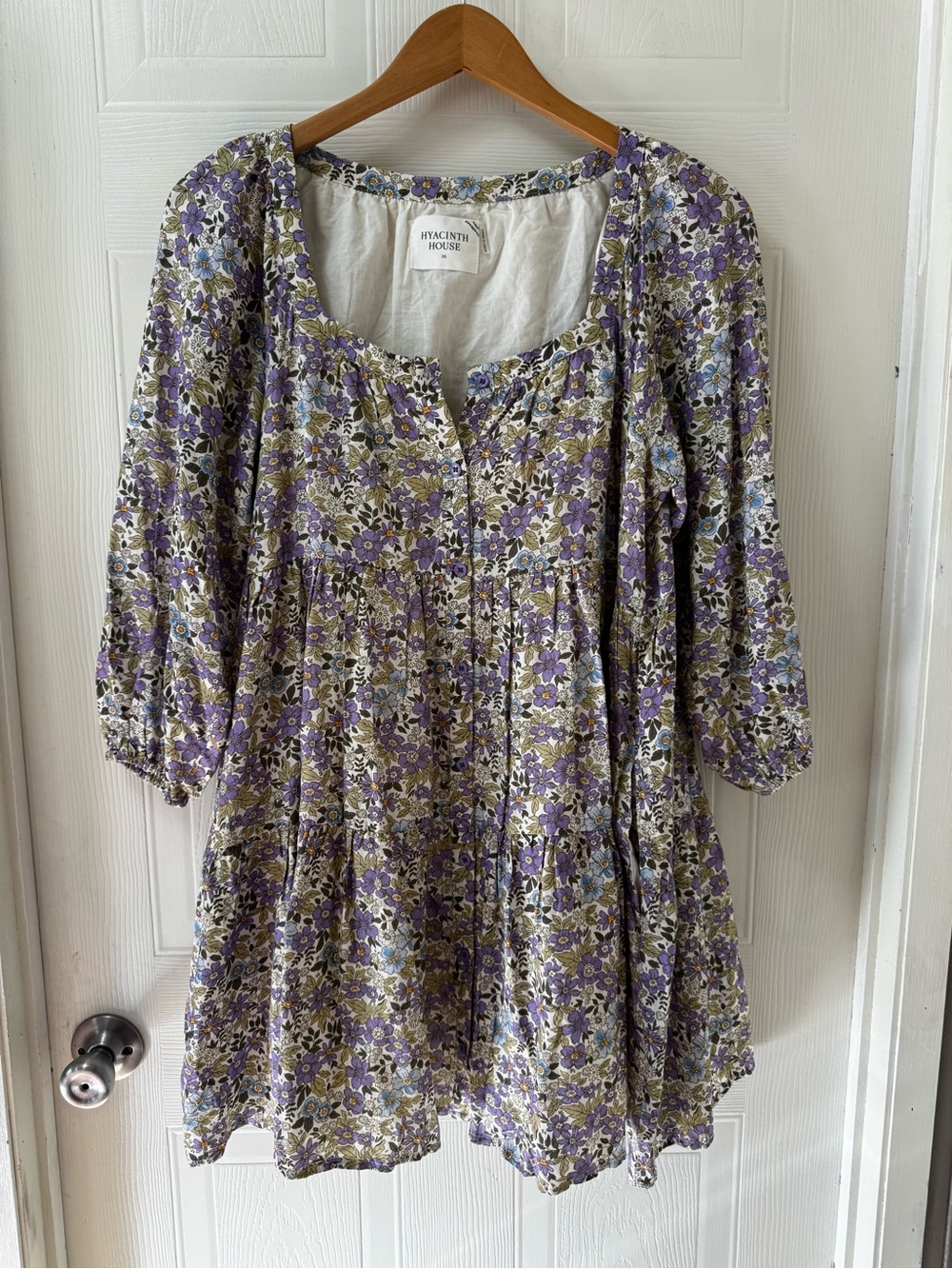 Hyacinth House Purple Floral Smocked Tunic Top